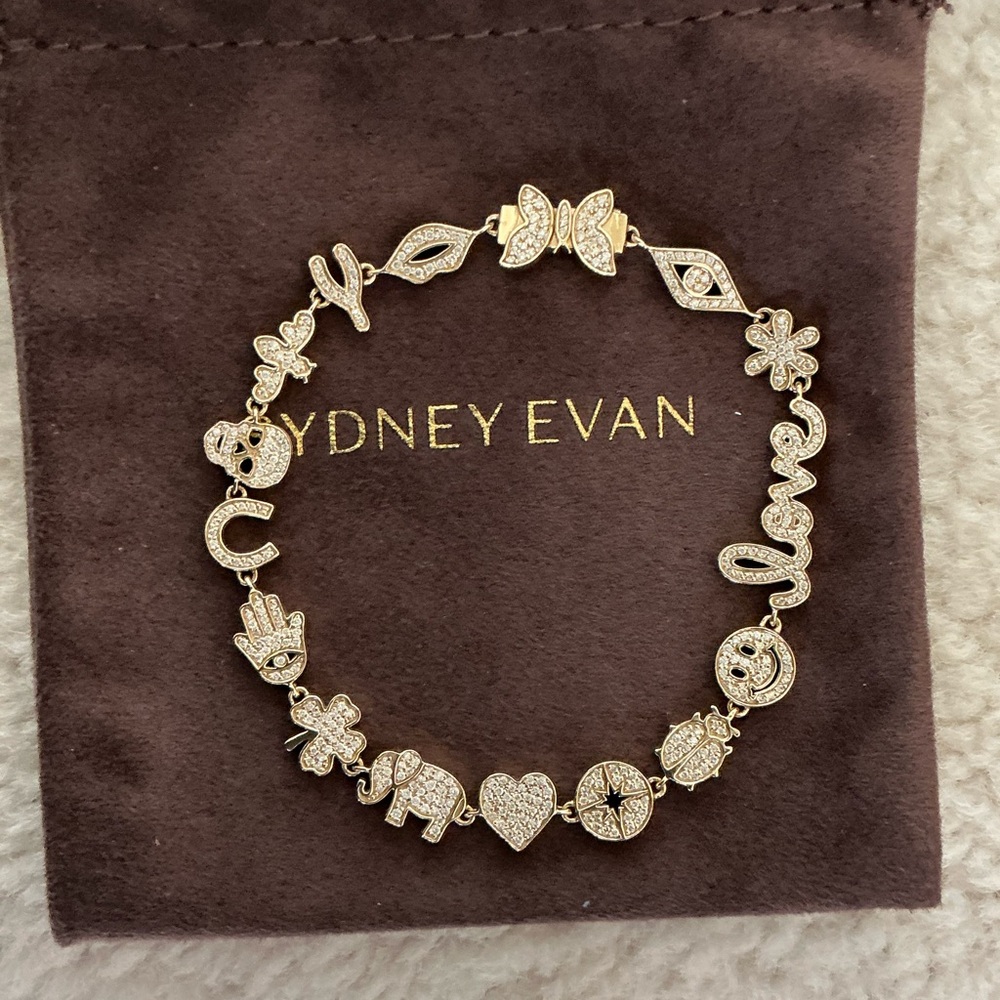 BRAND NEW BEAUTIFUL SYDNEY EVAN SMALL DIAMOND GOLD ICON ANNIVERSARY BRACELET - Picture 4 of 16